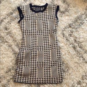 Houndstooth Fitted Mini Dress